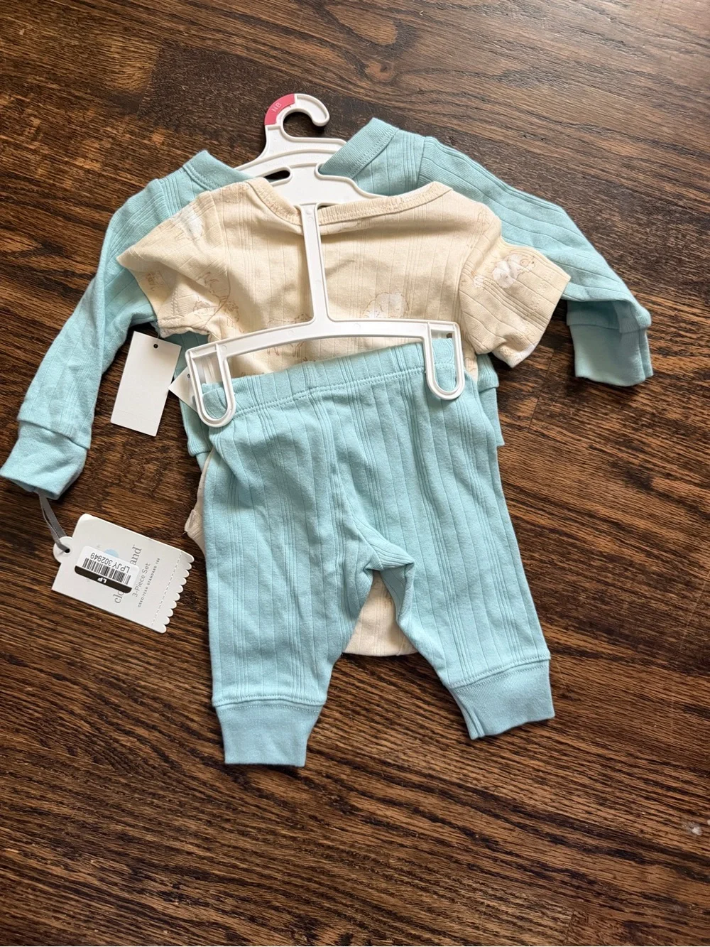 Cloud Island Baby Boys’ Sheep Ribbed 3 piece Set in Blue and Cream Newborn